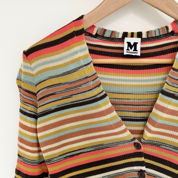 M Missoni multicolored classic ribbed V-neck sweater/cardigan - Picture 5 of 9